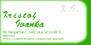 kristof ivanka business card